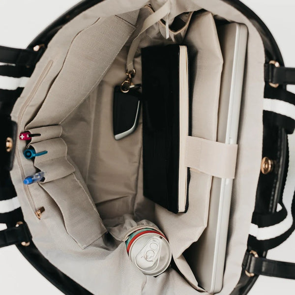 Tiffany Woven Organizer Tote Bag Checker Black