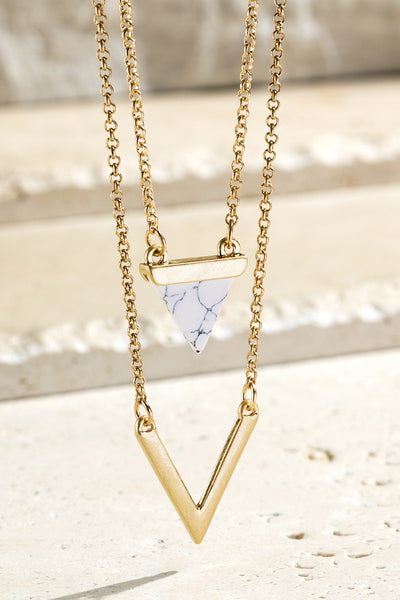 Triangle Natural Stone Charm Necklace