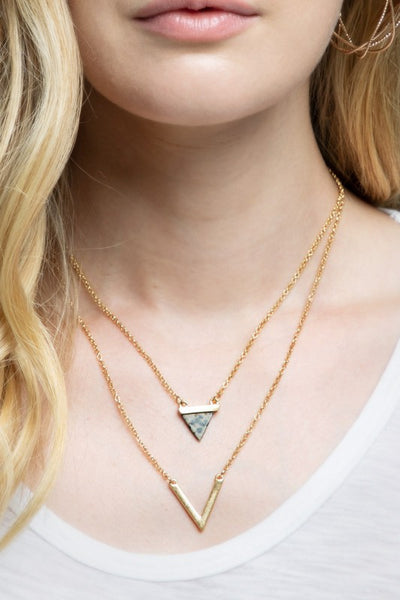 Triangle Natural Stone Charm Necklace