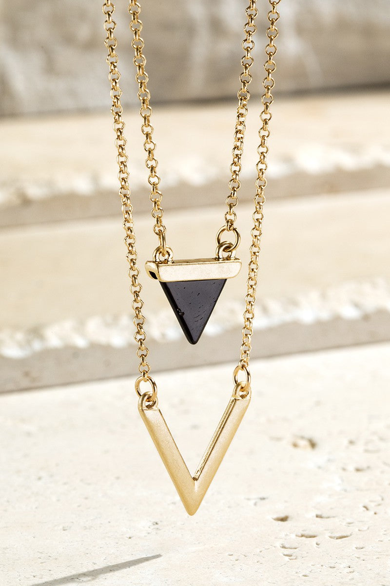Triangle Natural Stone Charm Necklace