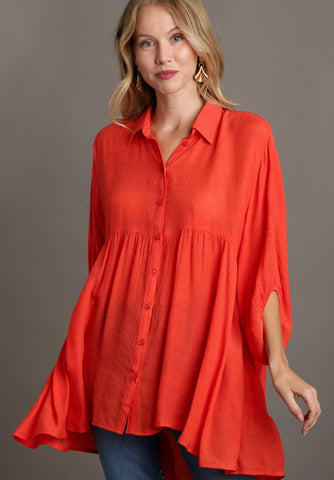 UMGEE Hi Lo Tiered Back Tunic Red