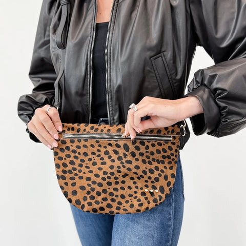 Westlyn Hair on Hide Bum Bag Leopard