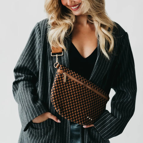 Westlyn Woven Bum Bag Coffee Checker