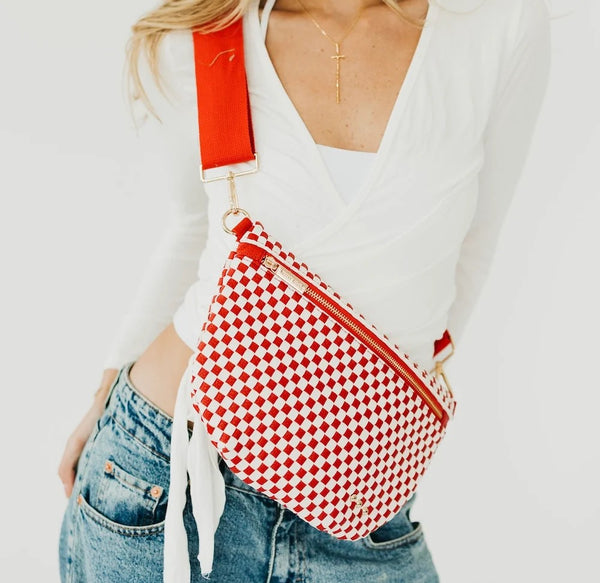 Westlyn Woven Bum Bag Red Checker
