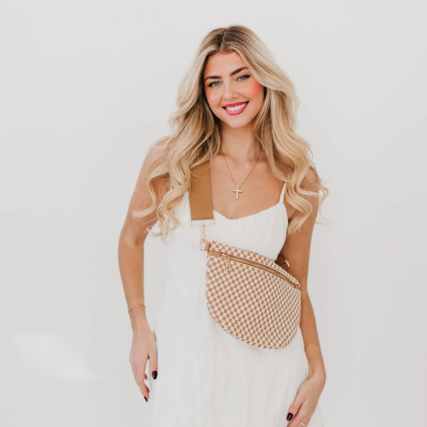Westlyn Woven Bum Bag Tan Checker