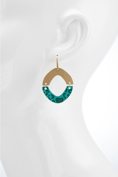 Wood Drop Arch Earring Turquoise