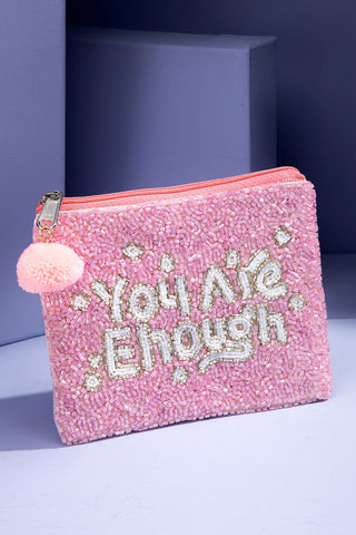 You Are Enough Beaded Coin Pouch