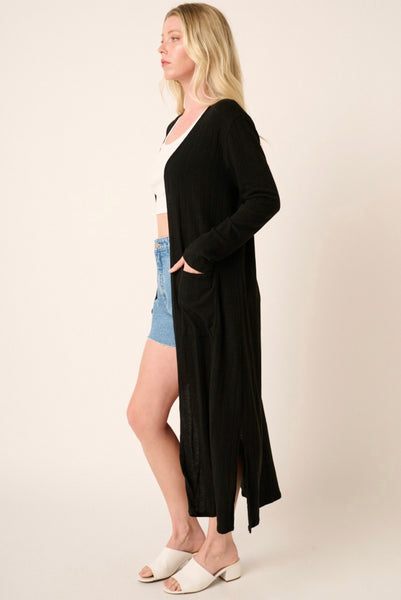 Black Cashmere Soft Duster Sweater Cardigan