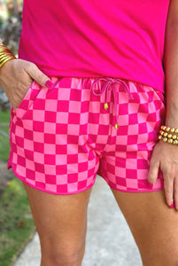 Checkered Out Hot Pink Everyday Shorts