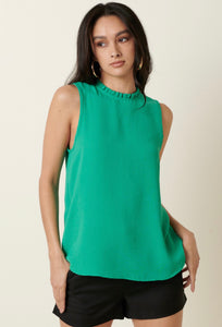 Ruffle Mock Neck Essential Top Paris Green