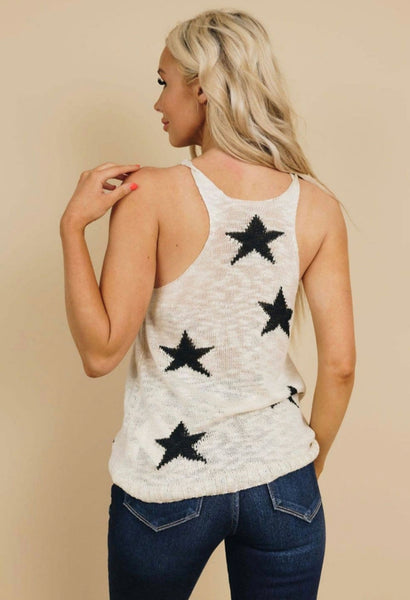 Star Print Sweater Tank