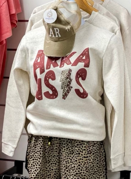 Arkansas Leopard Vintage Graphic Sweatshirt