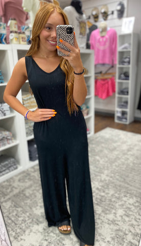 Sleeveless Solid Perfect Fit Jumpsuit Black