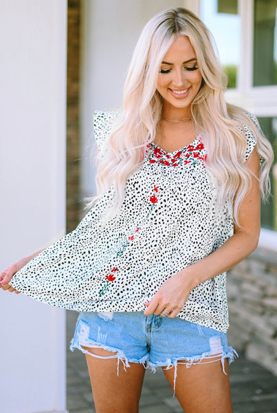 Savannah Dotted Embroidered Top