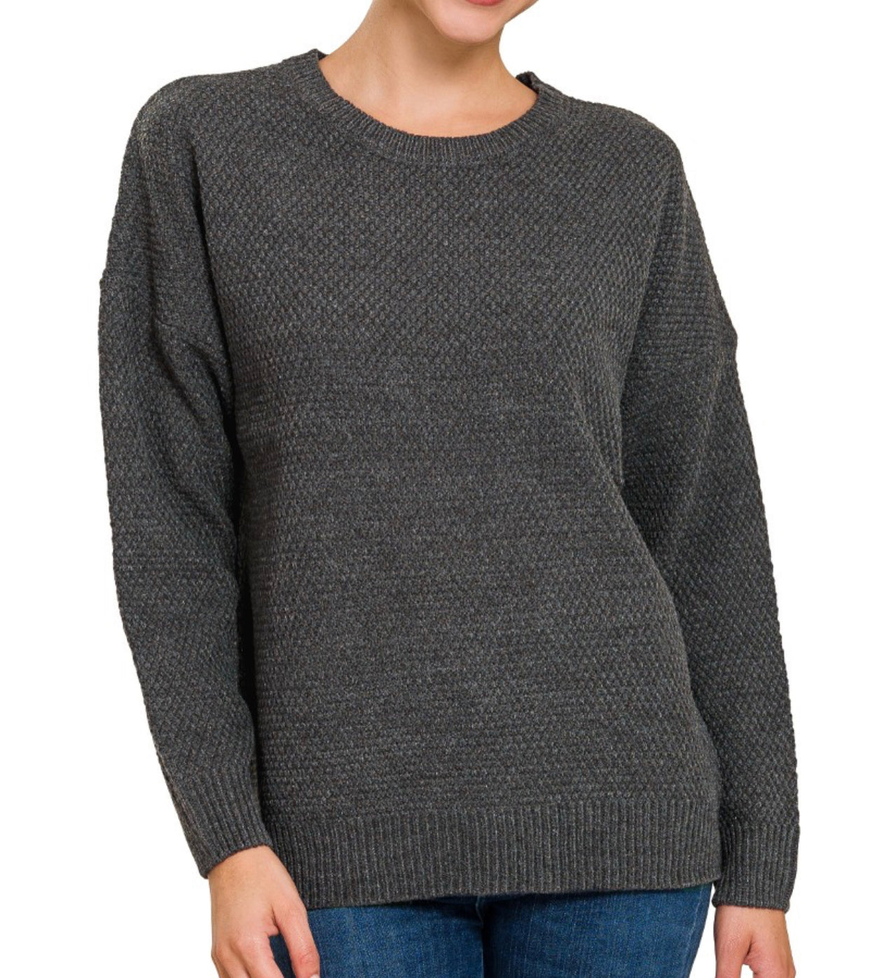 Carolina Basic Knit Sweater Charcoal