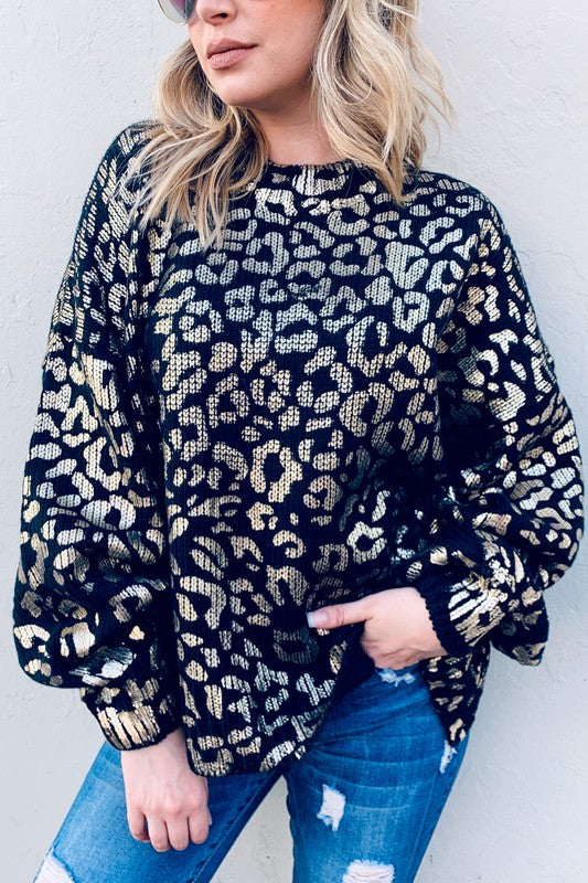 Black & Gold Leopard Sweater