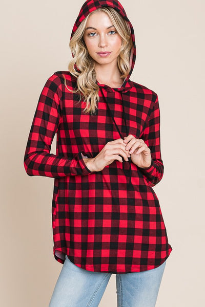 Black & Red Plaid Hooded Tunic