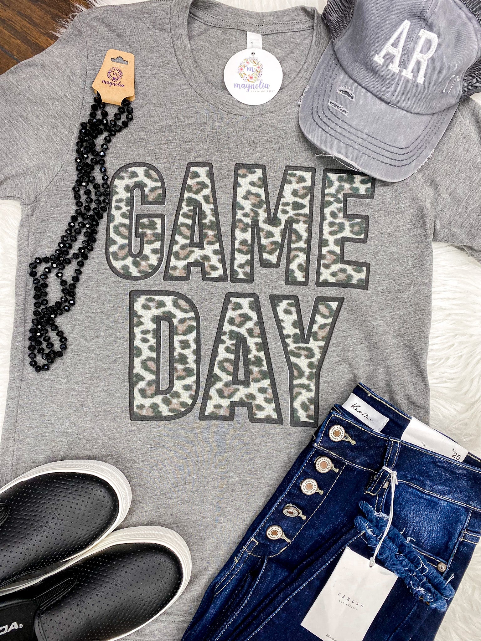 Leopard Game Day Tee Grey