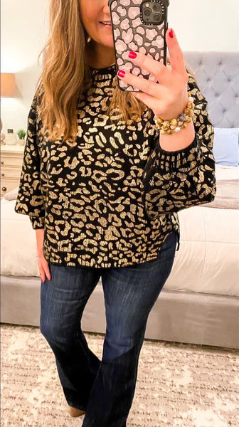 Black & Gold Leopard Sweater