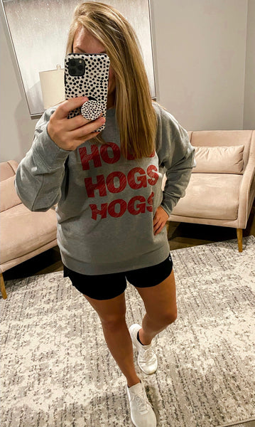 Hogs Hogs Hogs Cozy Sweatshirt Ash Grey