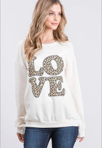 Ivory Leopard Love Sweatshirt Top
