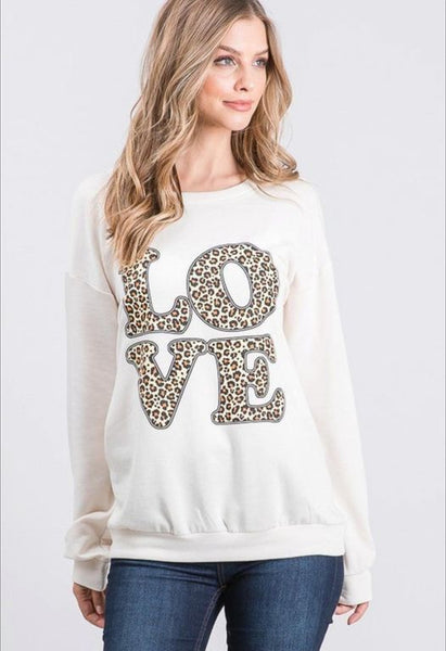 Ivory Leopard Love Sweatshirt Top