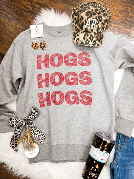 Hogs Hogs Hogs Cozy Sweatshirt Ash Grey