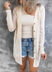 Lightweight Button Down Cardigan Oatmeal