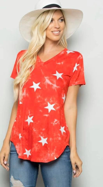 Red Mineral Wash Star Tee