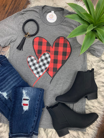 Double Plaid Heart Tee