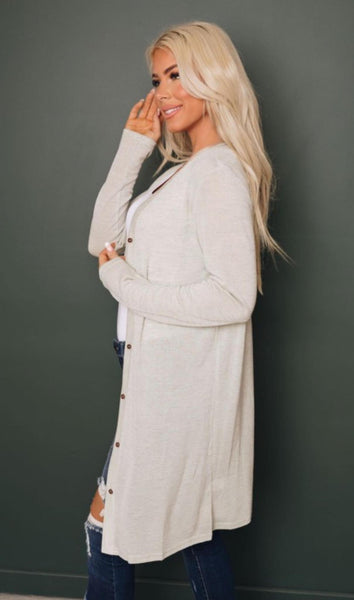 Lightweight Button Down Cardigan Oatmeal