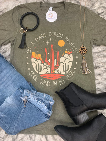 Olive Dark Desert Highway Tee