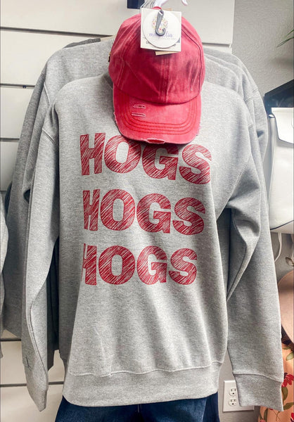 Hogs Hogs Hogs Cozy Sweatshirt Ash Grey