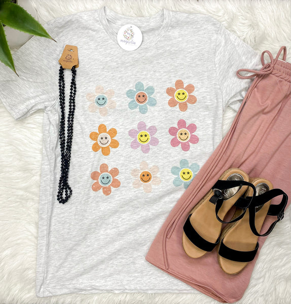 Retro Floral Smiley Graphic Tee