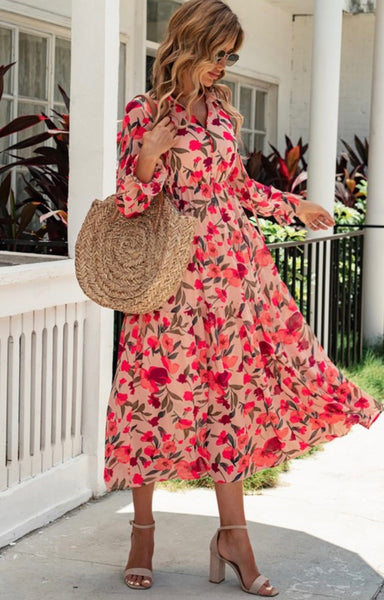 Hampton Floral Ruffle Chiffon Dress