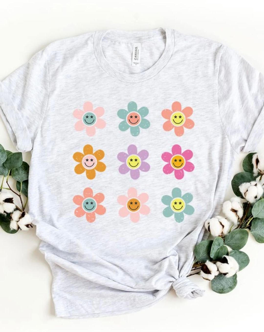 Retro Floral Smiley Graphic Tee