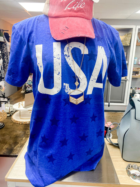 USA Star Print Graphic Tee