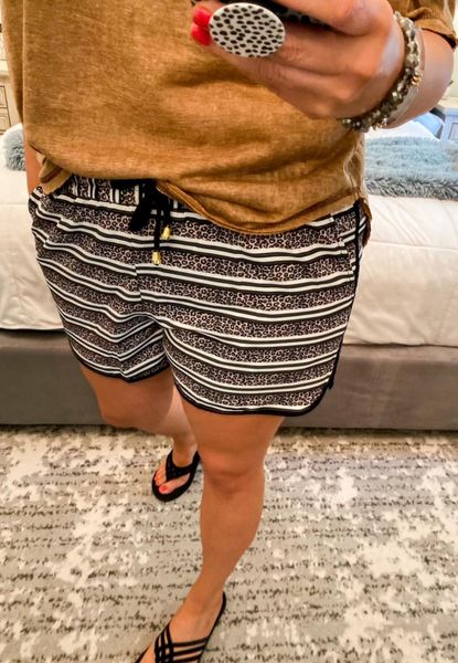 Get In Line Leopard Stripe Everyday Shorts