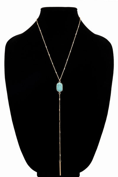 Natural Stone Lariat Necklace