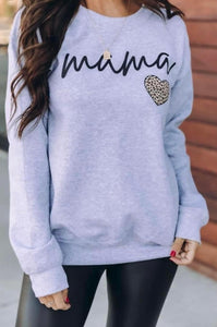 Mama Script Leopard Heart Lounge Sweatshirt