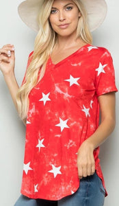 Red Mineral Wash Star Tee