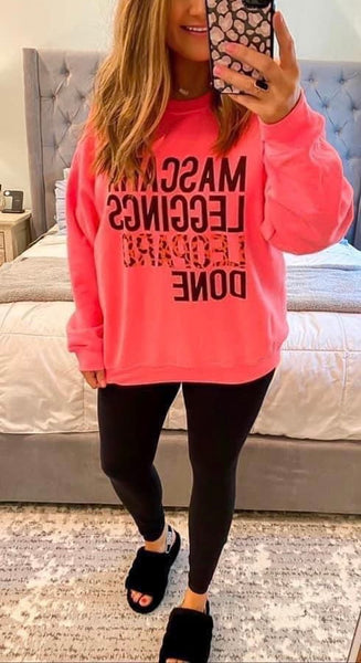 Hot Pink Mascara Leggings Leopard Sweatshirt