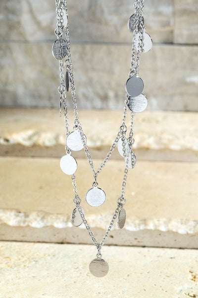 Layered Metal Disc Charm Necklace