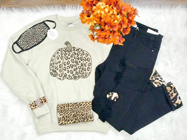 Mocha Leopard Pumpkin Cozy Sweatshirt