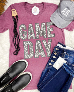Leopard Game Day Tee Maroon