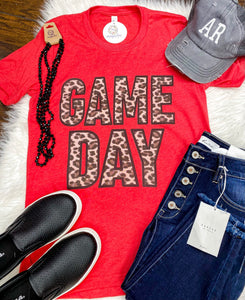 Leopard Game Day Tee Red