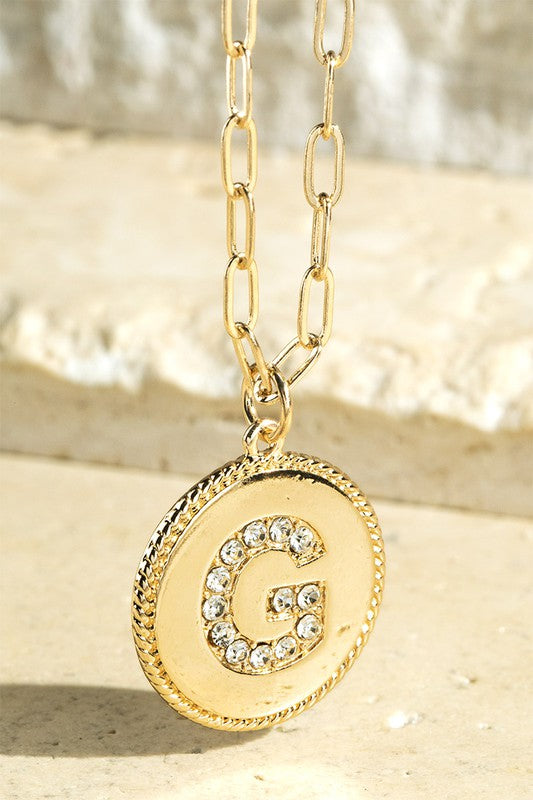 Gold Crystal Initial Necklace