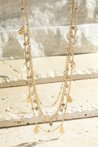 Glass & Metal Bead Layered Necklace