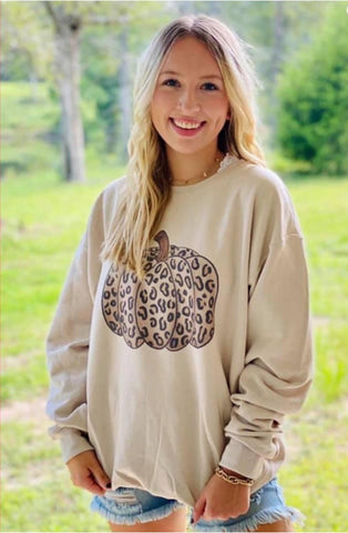 Mocha Leopard Pumpkin Cozy Sweatshirt