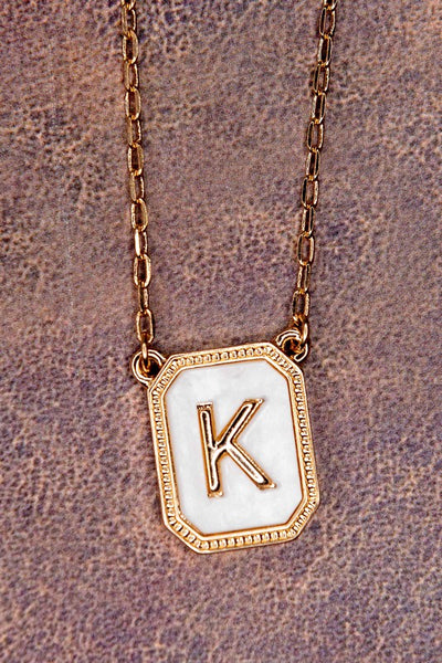 Dylan Pearl Background Initial Pendant Necklace